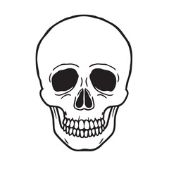 Fototapeta premium The skull icon. Black silhouette of a human skull. Vector illustration isolated on a white background for design and web.