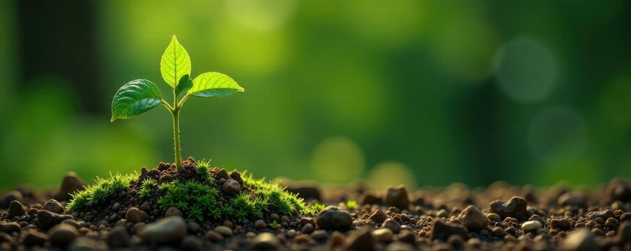 Pianta verde cresce in una crepa rocciosa arida, speranza, natura intensa