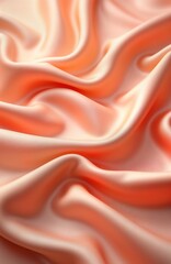 Fototapeta premium Peachy silk fabric texture. Soft, smooth curves. Luxury material. Elegant, shiny. Gentle peach color. Perfect fabric background. Elegant design. High quality. Suitable for fashion design projects,