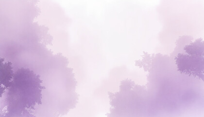 Mystical foggy forest background with soft purple tones and copy space
