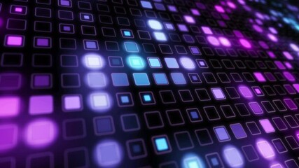 Retro abstract background glow squares video loop. VJ geometric mosaic motion animation design.