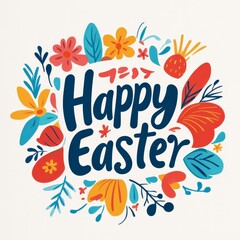 Fototapeta premium Celebrate Easter with colorful decorations of flowers and festive eggs in a joyful spring atmosphere