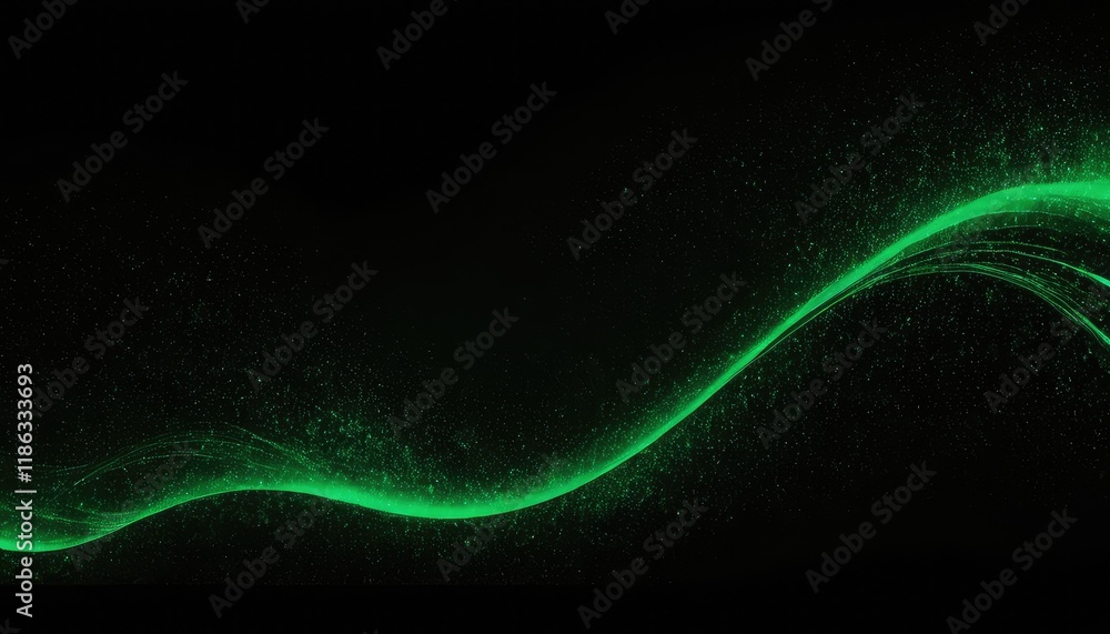 Poster green abstract sparkly background with soft waves and sparkles neon soft futuristic banner 3