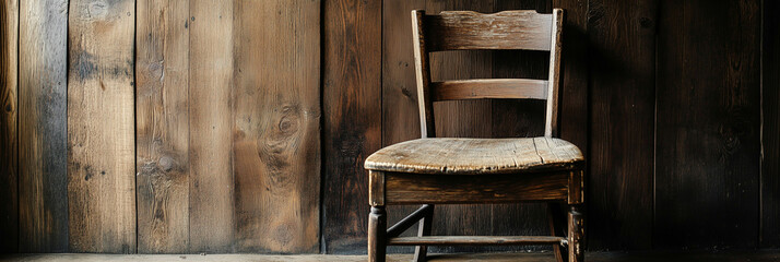 Wooden Chair Against Textured Wood Background