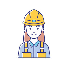 female construction worker vector icon, women’s day vector illustration - simple illustration of female construction worker perfect for logos, and holidays -themed designs.