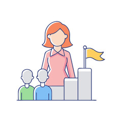 female leader vector icon, women’s day vector illustration - simple illustration of female leader perfect for logos, and holidays -themed designs.