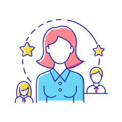 female role model vector icon, women’s day vector illustration - simple illustration of female role model perfect for logos, and holidays -themed designs.