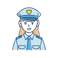 female police officer vector icon, women’s day vector illustration - simple illustration of female police officer perfect for logos, and holidays -themed designs.