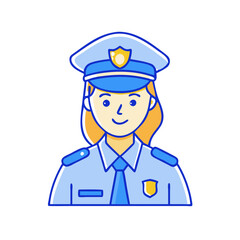 female police officer vector icon, women’s day vector illustration - simple illustration of female police officer perfect for logos, and holidays -themed designs.