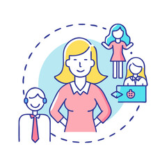 female role model vector icon, women’s day vector illustration - simple illustration of female role model perfect for logos, and holidays -themed designs.