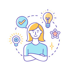 inspirational woman vector icon, women’s day vector illustration - simple illustration of inspirational woman perfect for logos, and holidays -themed designs.