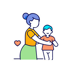 mother and child vector icon, women’s day vector illustration - simple illustration of mother and child perfect for logos, and holidays -themed designs.