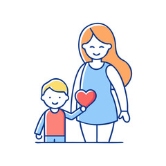 mother and child vector icon, women’s day vector illustration - simple illustration of mother and child perfect for logos, and holidays -themed designs.