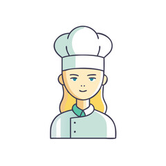 woman chef vector icon, women’s day vector illustration - simple illustration of woman chef perfect for logos, and holidays -themed designs.