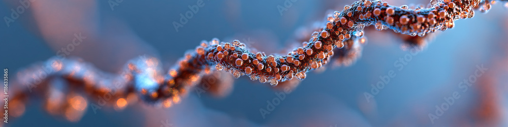 Poster digital rendering of helical structure with spheres