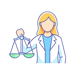 woman holding scales of justice vector icon, women’s day vector illustration - simple illustration of woman holding scales of justice perfect for logos, and holidays -themed designs.