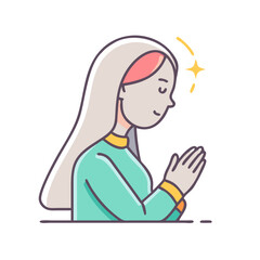 woman in prayer vector icon, women’s day vector illustration - simple illustration of woman in prayer perfect for logos, and holidays -themed designs.