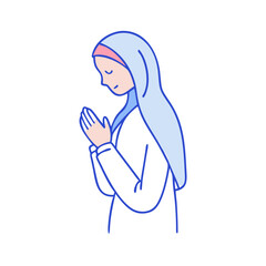 woman in prayer vector icon, women’s day vector illustration - simple illustration of woman in prayer perfect for logos, and holidays -themed designs.