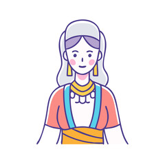 woman in traditional clothing vector icon, women’s day vector illustration - simple illustration of woman in traditional clothing perfect for logos, and holidays -themed designs.