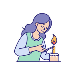 woman lighting candle vector icon, women’s day vector illustration - simple illustration of woman lighting candle perfect for logos, and holidays -themed designs.