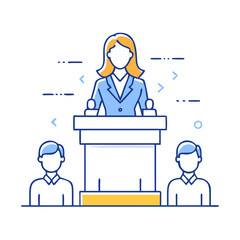 woman on podium leadership vector icon, women’s day vector illustration - simple illustration of woman on podium leadership perfect for logos, and holidays -themed designs.