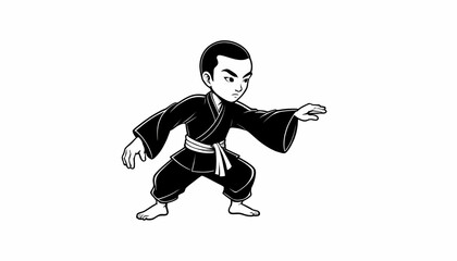 Martial arts cartoon icon - Black kung fu clipart isolated

