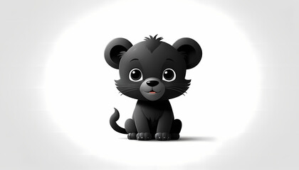 Cute cub cartoon icon - Black clipart isolated on pure white background
