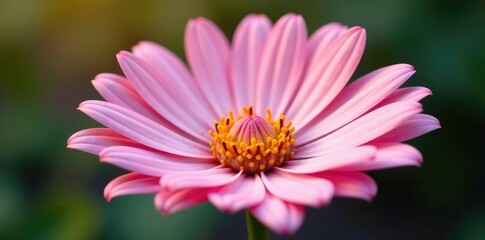 Obraz premium Soft pink petals unfolding around a single water drop, serene, pink daisy