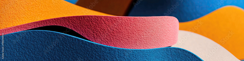 Poster abstract composition of textured wavy layers in multiple colors