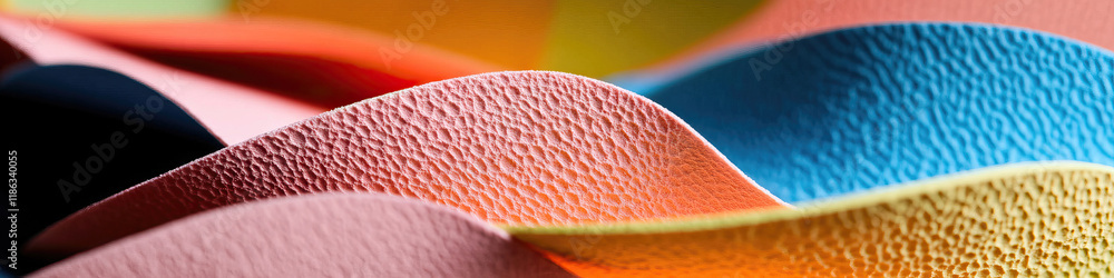 Poster close-up of textured multicolored wavy sheets