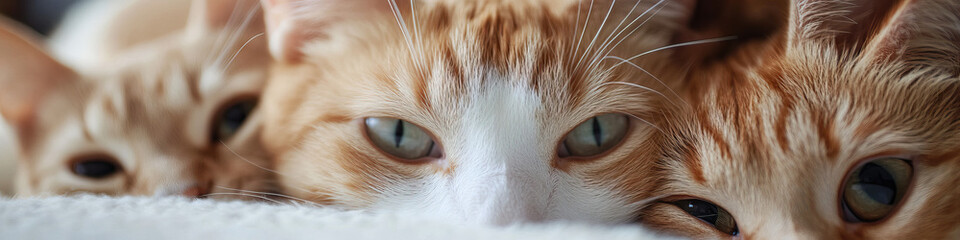 Three Domestic Cats Resting