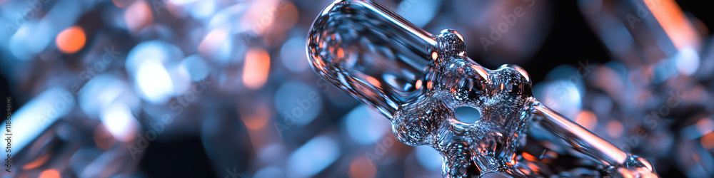 Poster abstract glass structure with interconnected nodes