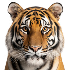 Fototapeta premium Majestic Close-Up of a Tiger's Face isolated on white or transparent background, png