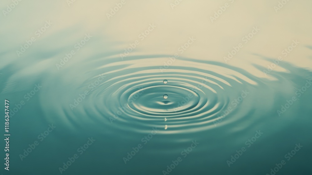 Poster dropping into tranquil water, creating expanding circular ripples that gracefully spread across the 