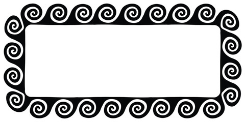 Rectangular Frame with Bold Swirling Patterns, Perfect for Creative Graphic Design and Stylish Invitations