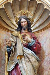 Sacred Heart of Jesus, statue on the altar of the Sacred Heart of Jesus in the parish church of...