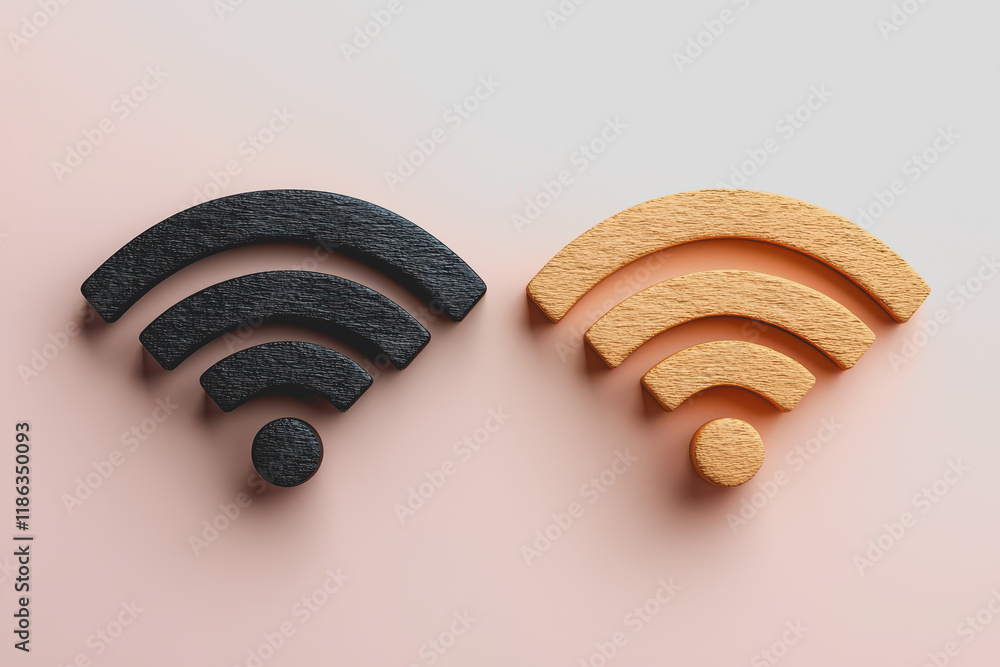 Aufkleber two wi-fi signals representing connectivity for home and office use technology background with abstr