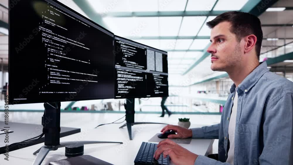 Poster Web Developer Coding On Computer
