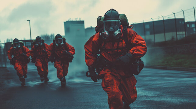 Firefighters conduct intense training drills in full gear to enhance emergency response skills and safety protocols