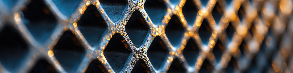 Close-up Photograph of a Diamond-Shaped Metallic Grid