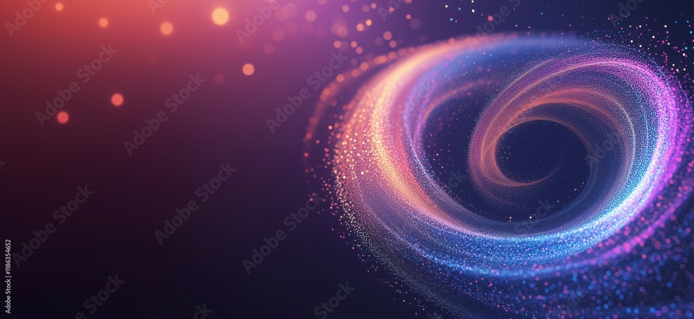 Poster colorful swirling vortex of light particles creating a mesmerizing cosmic effect with vibrant hues a