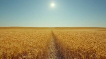 Obraz premium Sunny path through golden wheat field.