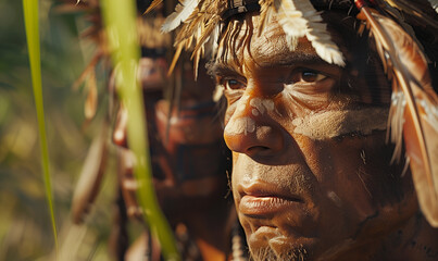 Ancient savage man, tribal population, generated ai