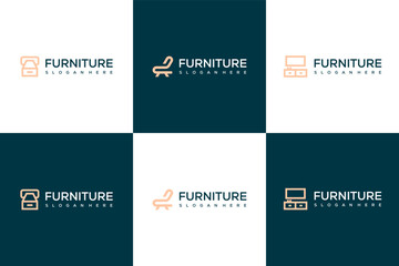Set of minimalist furniture luxury logo design inspiration