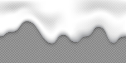 White foam background. Foam of beer or fizzy drink, suds of shampoo, detergent, cleaning gel. Vector realistic illustration isolated on transparent background.