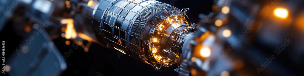Poster close-up view of spacecraft docking module