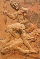 11th Stations of the Cross, Crucifixion, parish church of Saint Anne in Sutlanska Poljana, Croatia