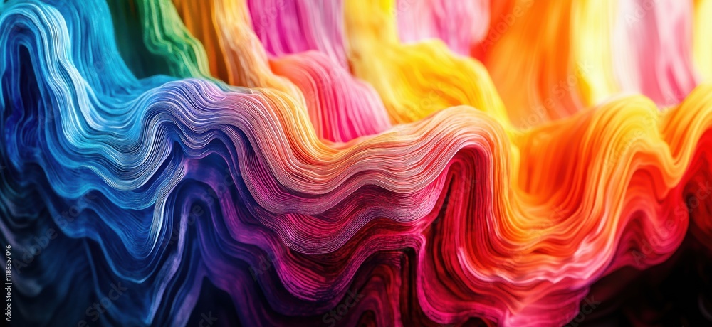 Aufkleber vibrant color waves abstract art displaying fluid lines and textures in rainbow spectrum, copy space