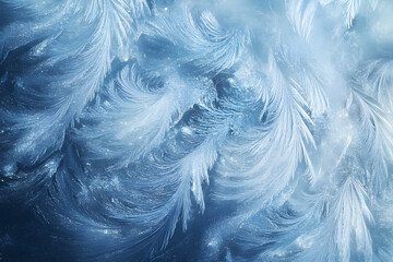 Obraz premium Glittering silver and blue particles swirling gently in a glowing icy mist background