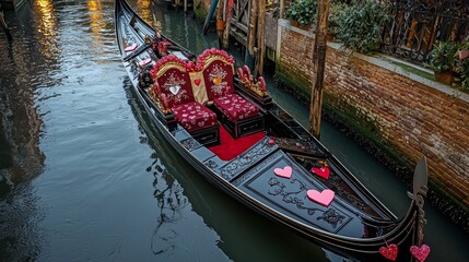Obraz premium Romantic Gondola Decorated for Valentine's Day
